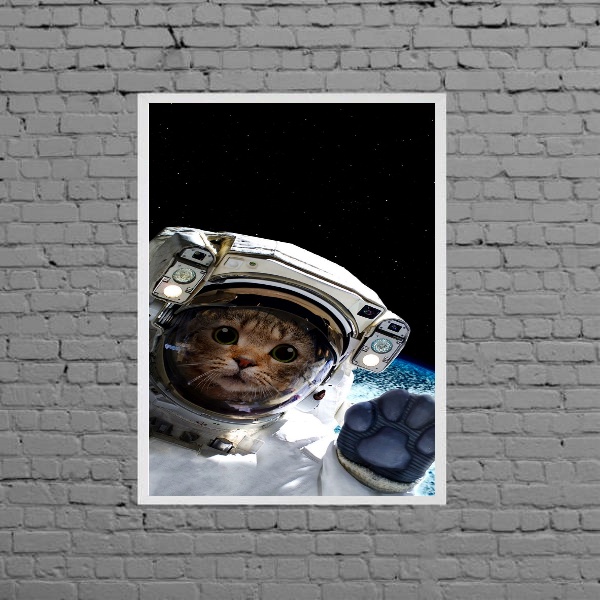 Quadro Decorativo Gatinho Astronauta