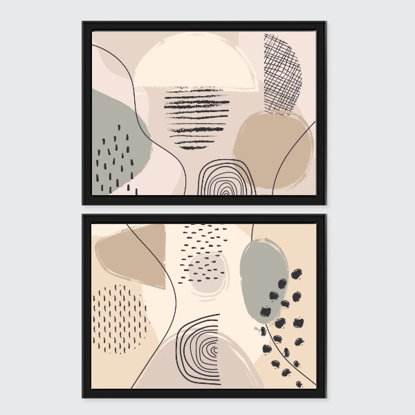 Kit 2 Quadros Abstratos Horizontais Suaves