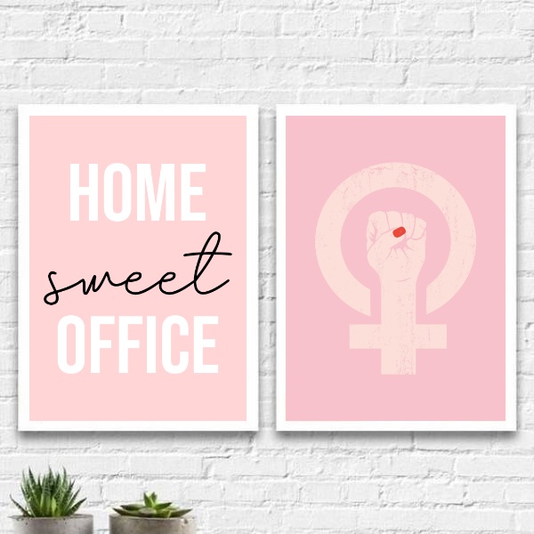 Kit 2 Quadros Home Office Feminino