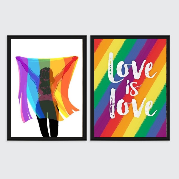 Kit 2 Quadros LGBT Love Is Love