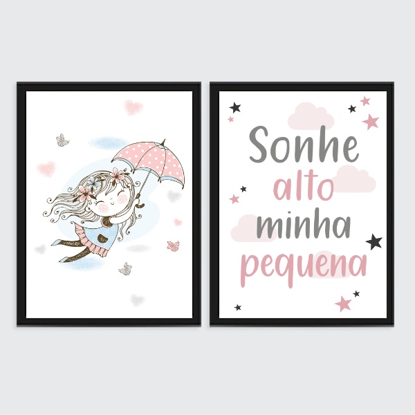 Kit 2 Quadros Quarto Infantil Menina