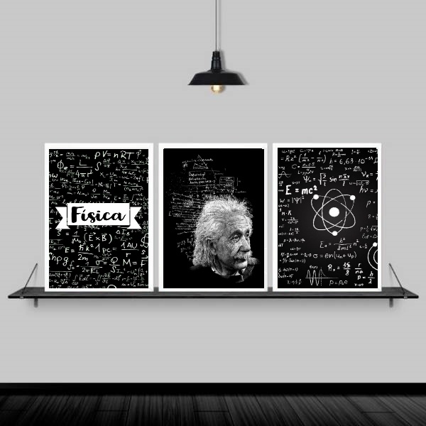 Kit 3 Quadros Albert Einstein Física