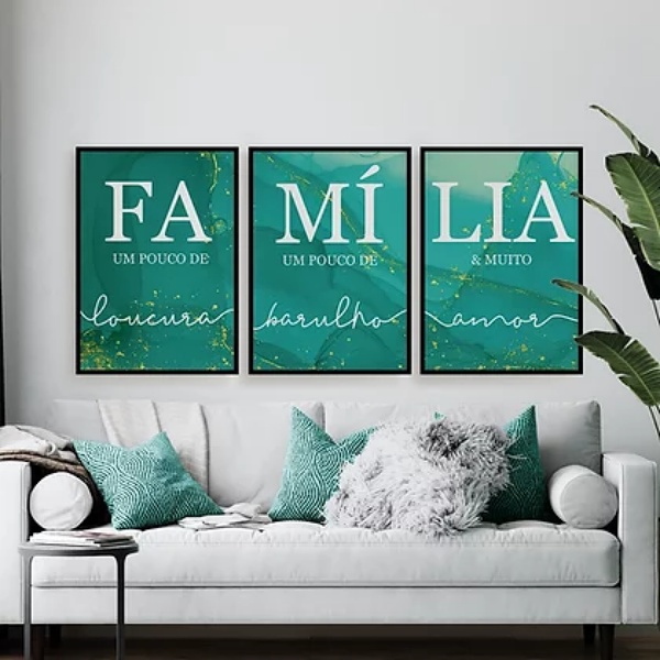 Kit 3 Quadros Família Loucura Amor