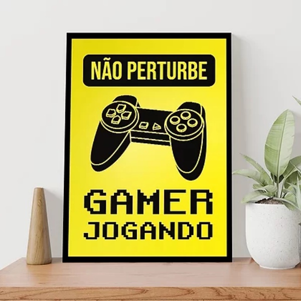 Quadro Gamer Não Perturbe Amarelo