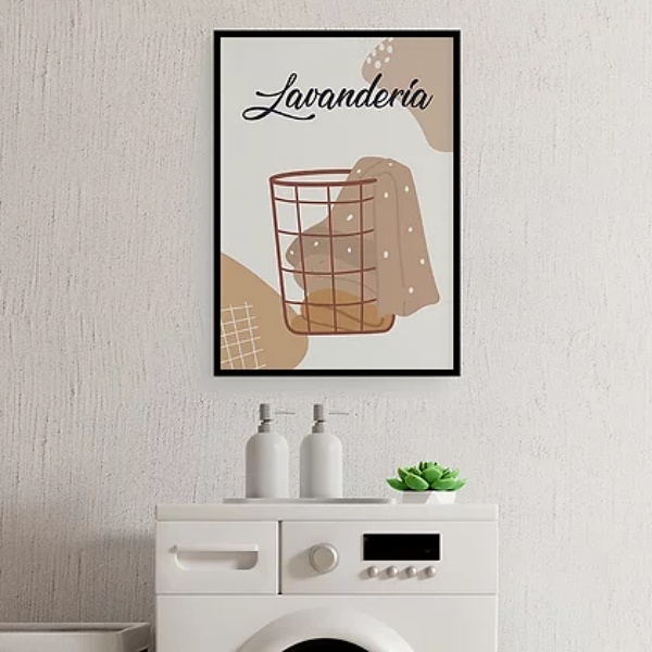 Quadro Para Lavanderia Cesto Roupa