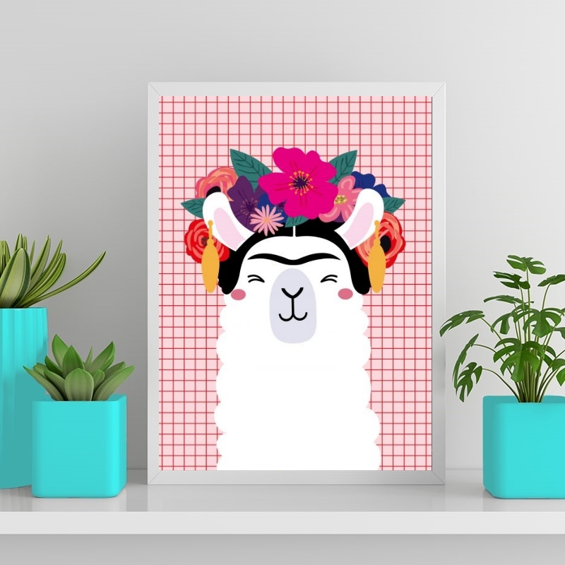 Quadro Decorativo Frida Lhama