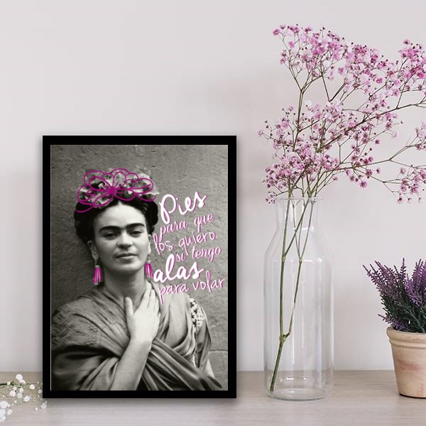 Quadro Roxo E Preto Frida Kahlo