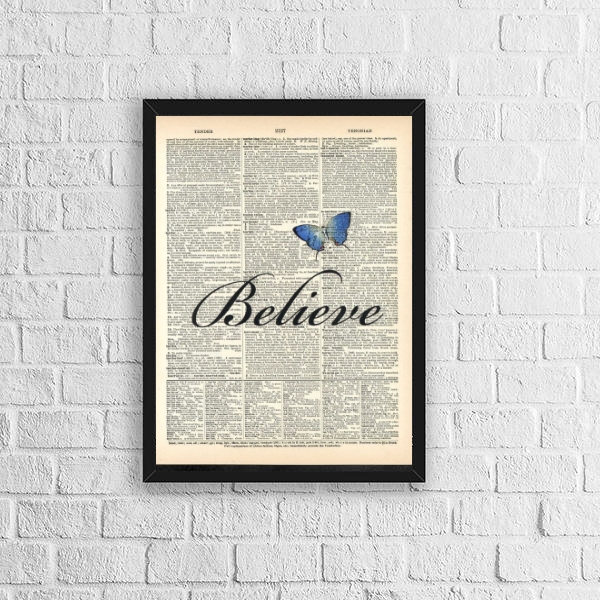 Quadro Borboleta Azul Believe