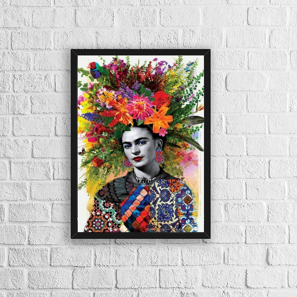 Quadro Decorativo Frida Com Flores