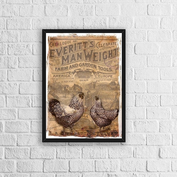 Quadro Vintage Galinhas Country