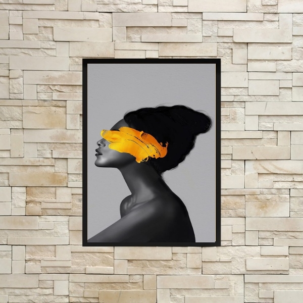 Quadro Mulher Abstrato Amarelo