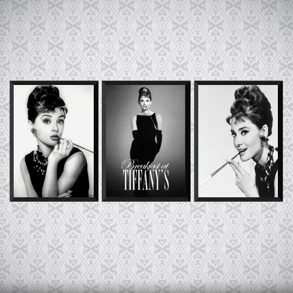 Kit 3 Quadros Audrey Bonequinha De Luxo