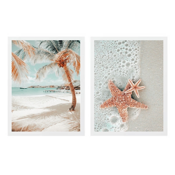 Kit 2 Quadros Decorativos Praia Soft