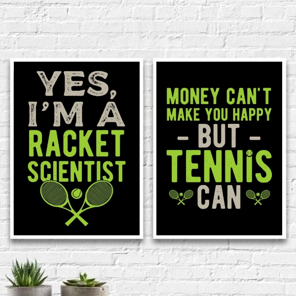 Kit 2 Quadros Frases Tennis