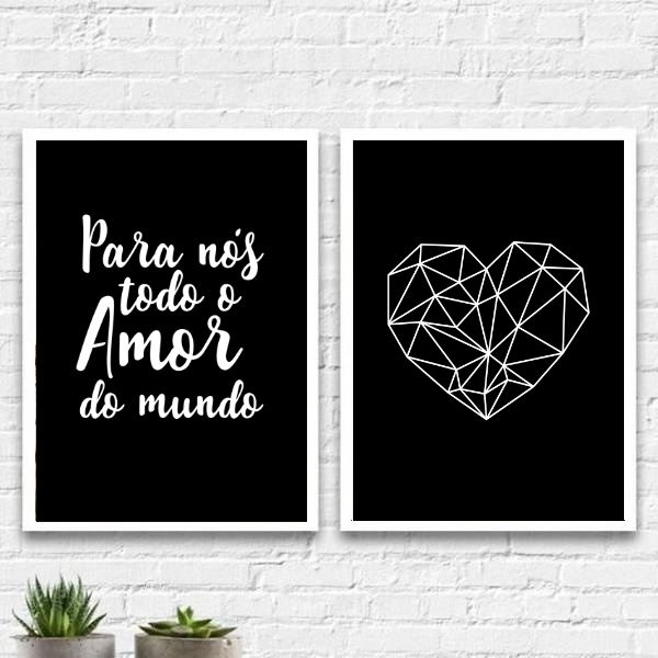 Kit 2 Quadros Para Nós Todo O Amor Do Mundo