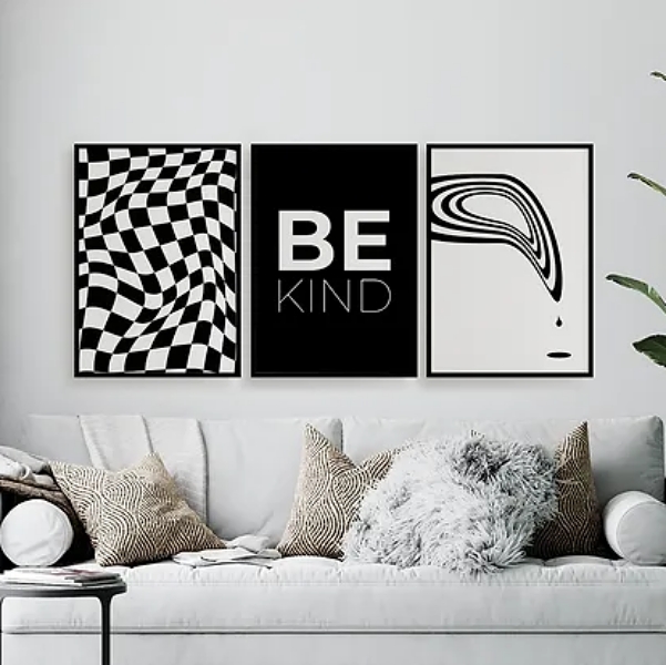 Kit 3 Quadros Optical Art- Be Kind