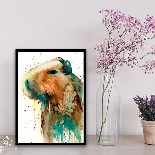 Quadro Decorativo Capivara Aquarela