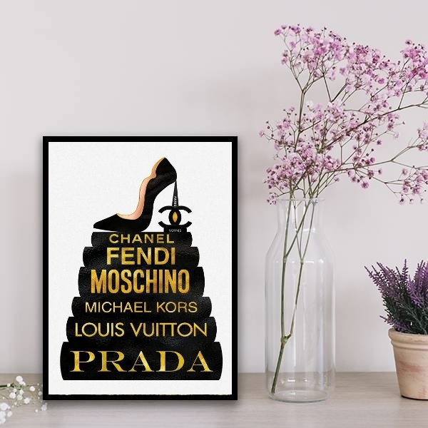 Quadro Fashion Livros Preto E Dourado