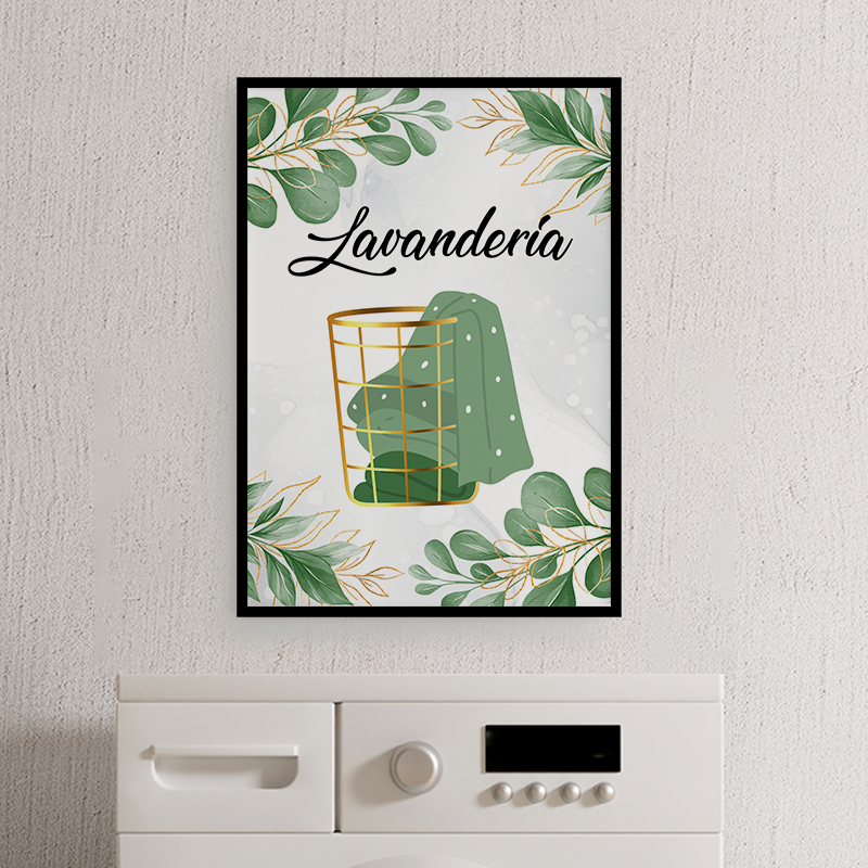 Quadro Decorativo Lavanderia Folhas