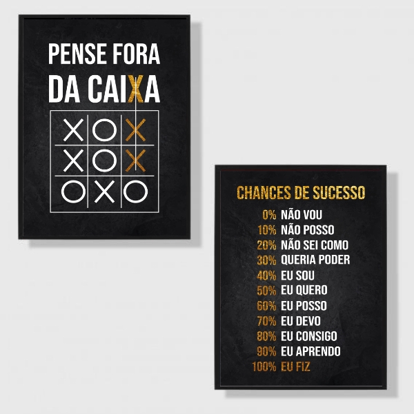 Kit 2 Quadros Motivacionais Chances De Sucesso