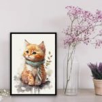 Quadro Filhote Gatinho Aquarela