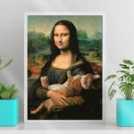 Quadro Decorativo Monalisa Com Gato