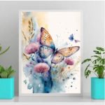 Quadro Decorativo Borboleta Floral Aquarela