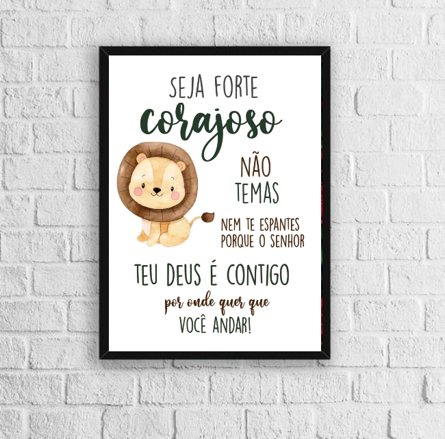 Quadro Infantil Tema Safari Seja Forte E Corajoso