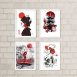 Kit 4 Quadros Decorativos Artes Orientais