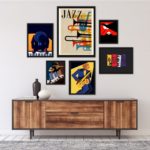 Kit Composição 6 Quadros Decorativos Jazz Músicos