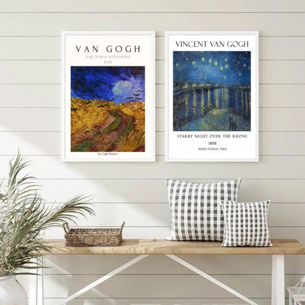 Kit 2 Quadros Decorativos Paisagens De Van Gogh