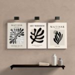 Kit 3 Quadros Arte Moderna Folhas Abstratas Matisse