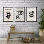 Kit 3 Quadros Decorativos Arte Moderna Folhas Matisse