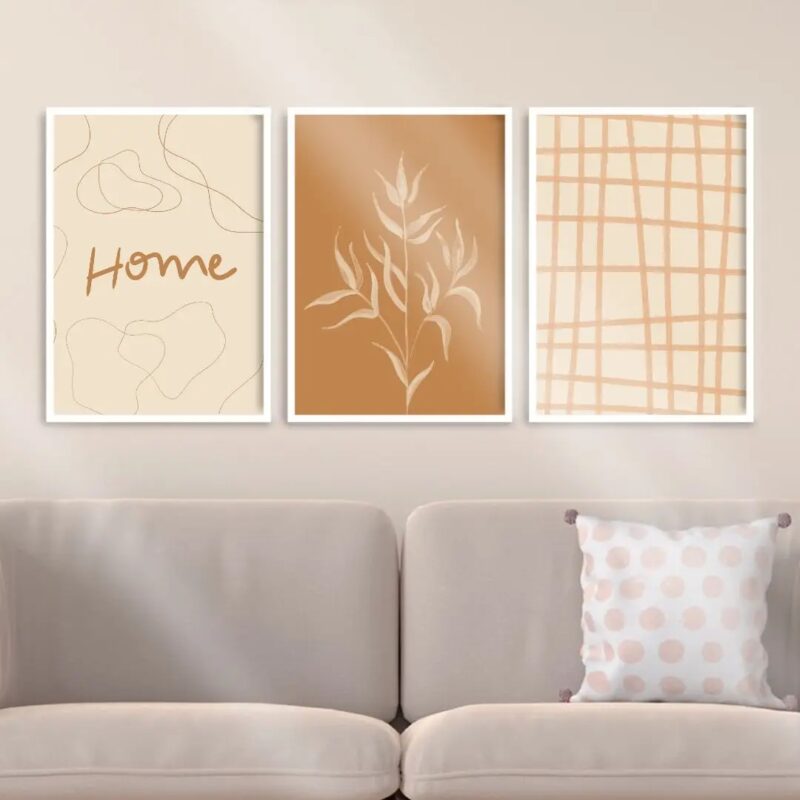 Kit 3 Quadros Abstratos Marrons Home