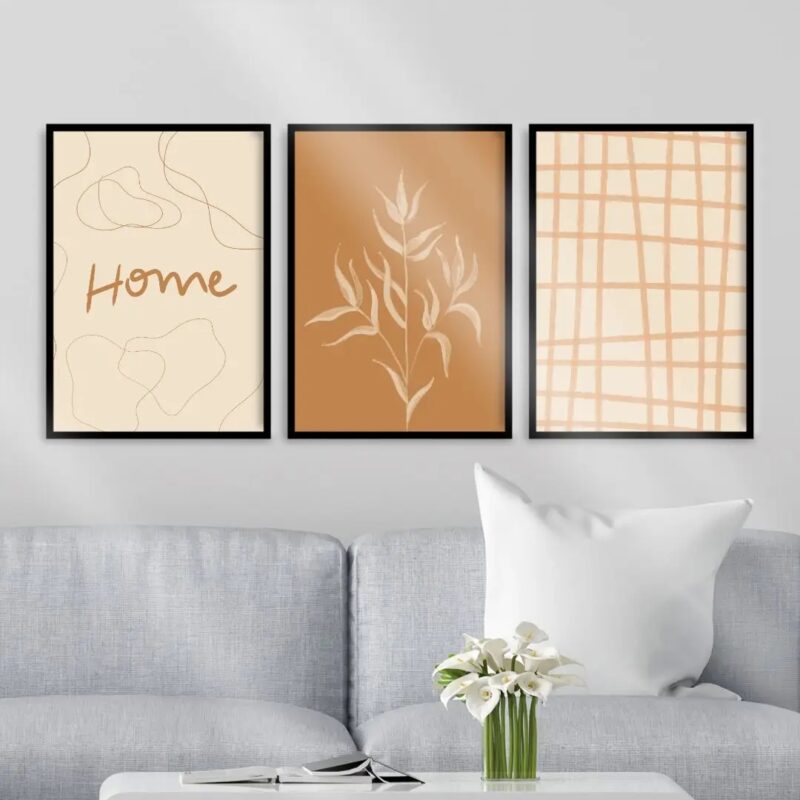 Kit 3 Quadros Abstratos Marrons Home