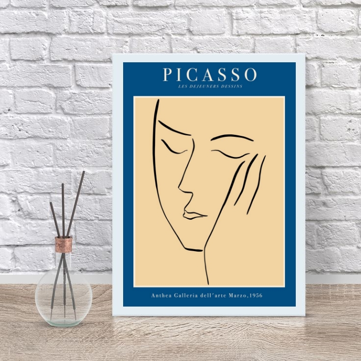 Quadro Poster Picasso Minimalista Azul