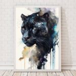 Quadro Decorativo Pantera Negra Aquarela