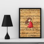 Quadro Infantil Música Menina Com Partitura