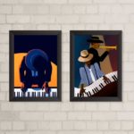 Kit 2 Quadros Decorativos Homem Tocando Piano