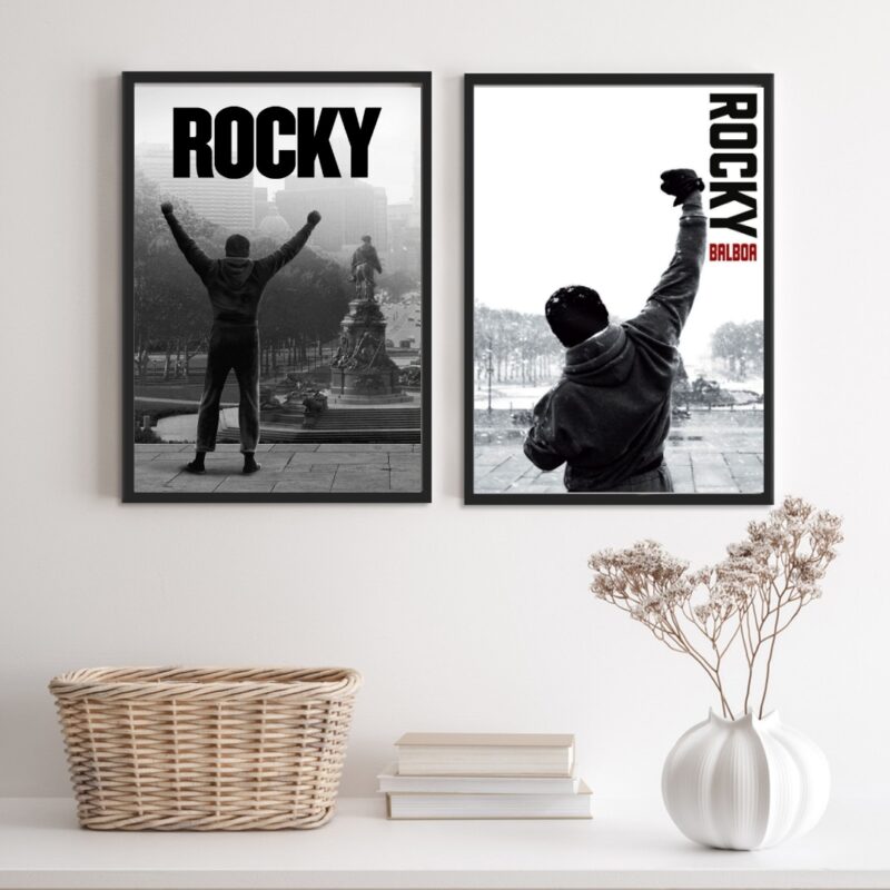 Kit 2 Quadros Rocky Balboa Preto E Branco