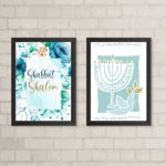 Kit 2 Quadros Decorativos Shabbat Shalom