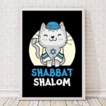 Quadro Decorativo Gatinho Shabbat Shalom