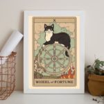 Quadro Decorativo Carta Tarot Roda Da Fortuna Gato