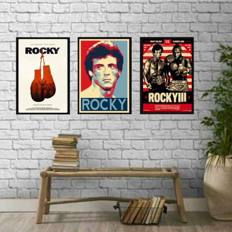 Kit 3 Quadros Decorativos Rocky Balboa Vermelhos