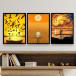 Kit 3 Quadros Decorativos Amarelos Vida Van Gogh