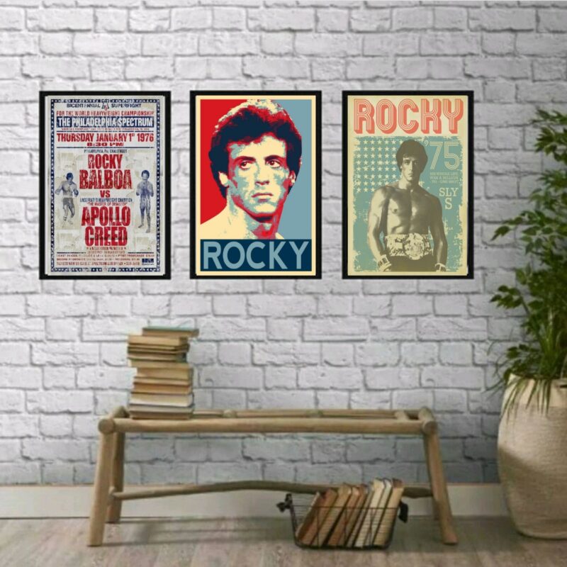 Kit 3 Quadros Decorativos Rocky Balboa Vintage