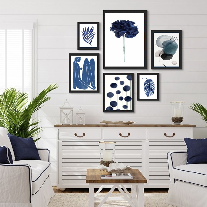 Composição Quadros Decorativos Artes Azuis