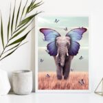 Quadro Decorativo Elefante Borboleta Azul