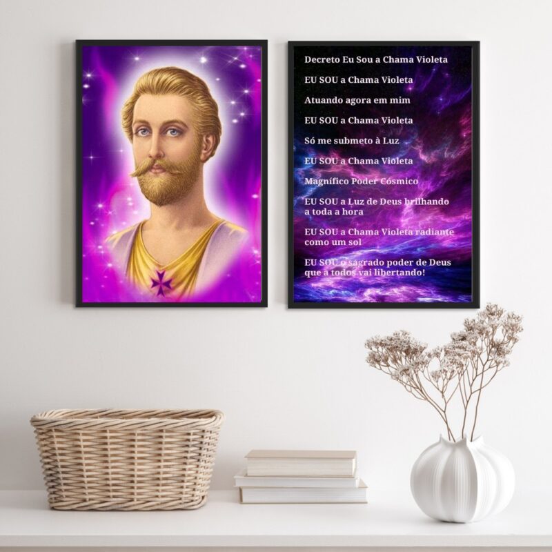 Kit 2 Quadros Saint Germain Decreto Chama Violeta