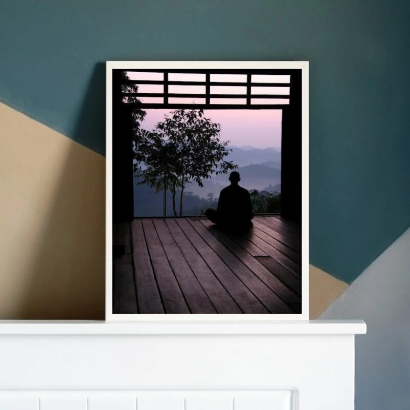 Quadro Decorativo Meditação Fotografia Monge